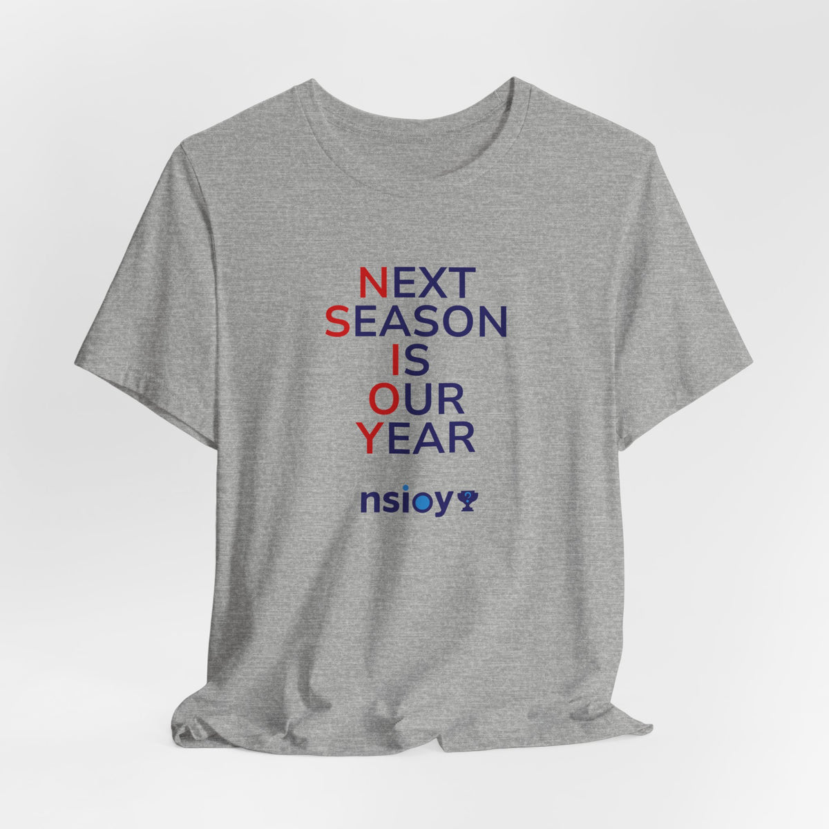 Navy/Red Next Season Is Our Year Tee — Motivational Sports Fan Shirt