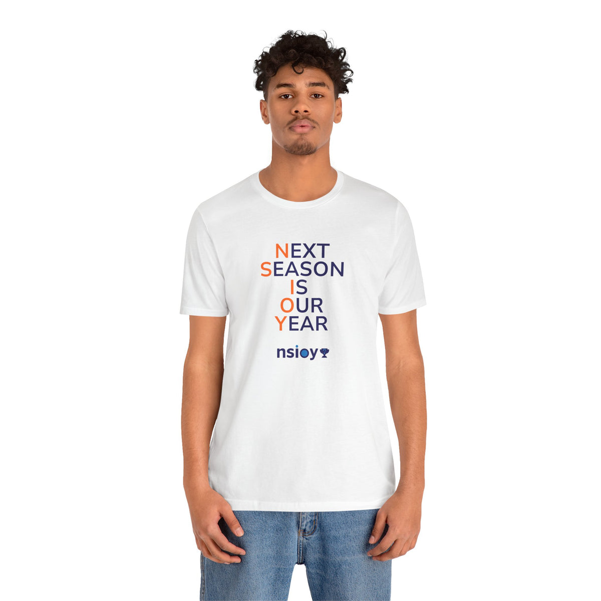 Navy/Orange Next Season Is Our Year Tee — Motivational Sports Fan Shirt