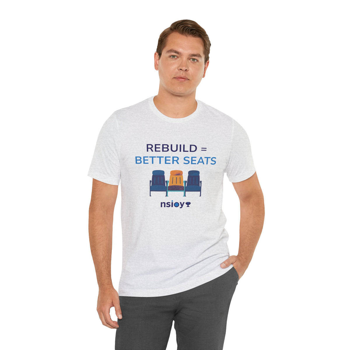 Rebuild = Better Seats T-Shirt — Stadium Seat Design Tee
