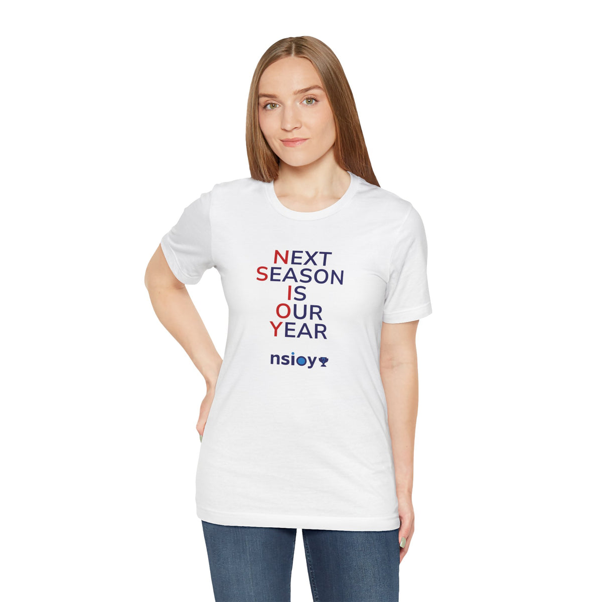 Navy/Red Next Season Is Our Year Tee — Motivational Sports Fan Shirt