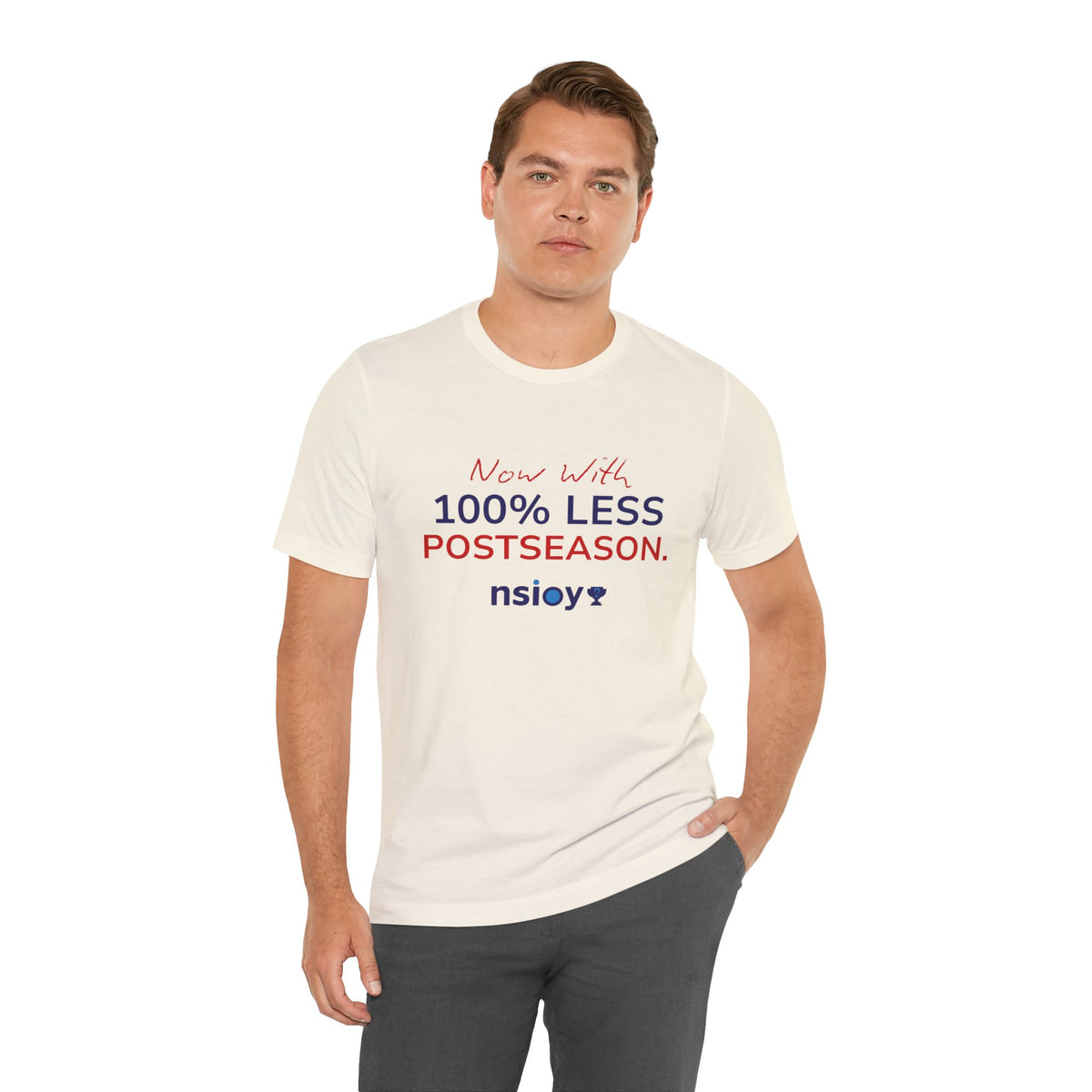 Navy/Red 100% Less Postseason Tee — Sports Fan Graphic T-Shirt