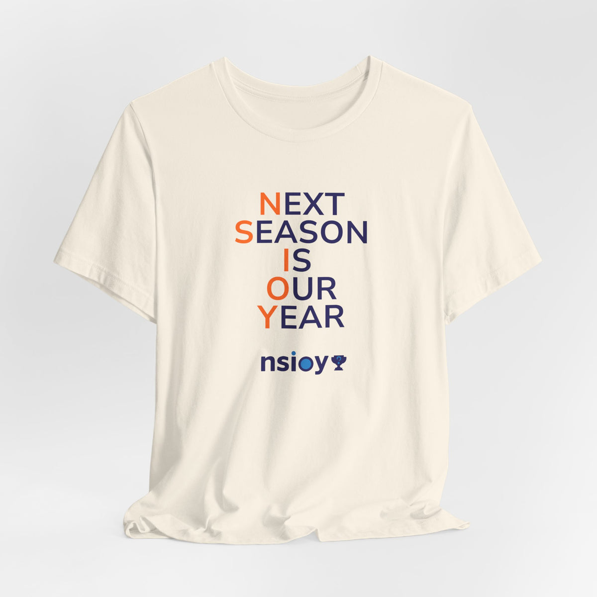 Navy/Orange Next Season Is Our Year Tee — Motivational Sports Fan Shirt