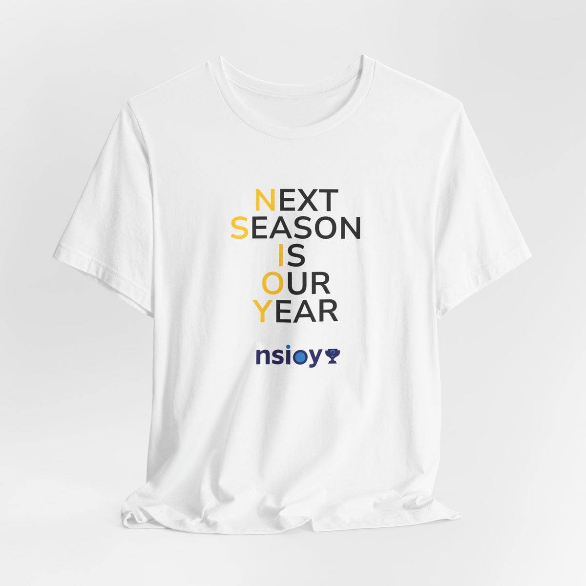 Black/Yellow Next Season Is Our Year Tee — Motivational Sports Fan Shirt