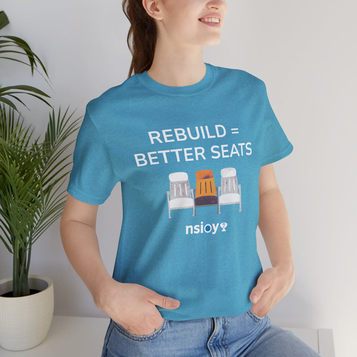 Rebuild = Better Seats T-Shirt — Stadium Seat Design Tee