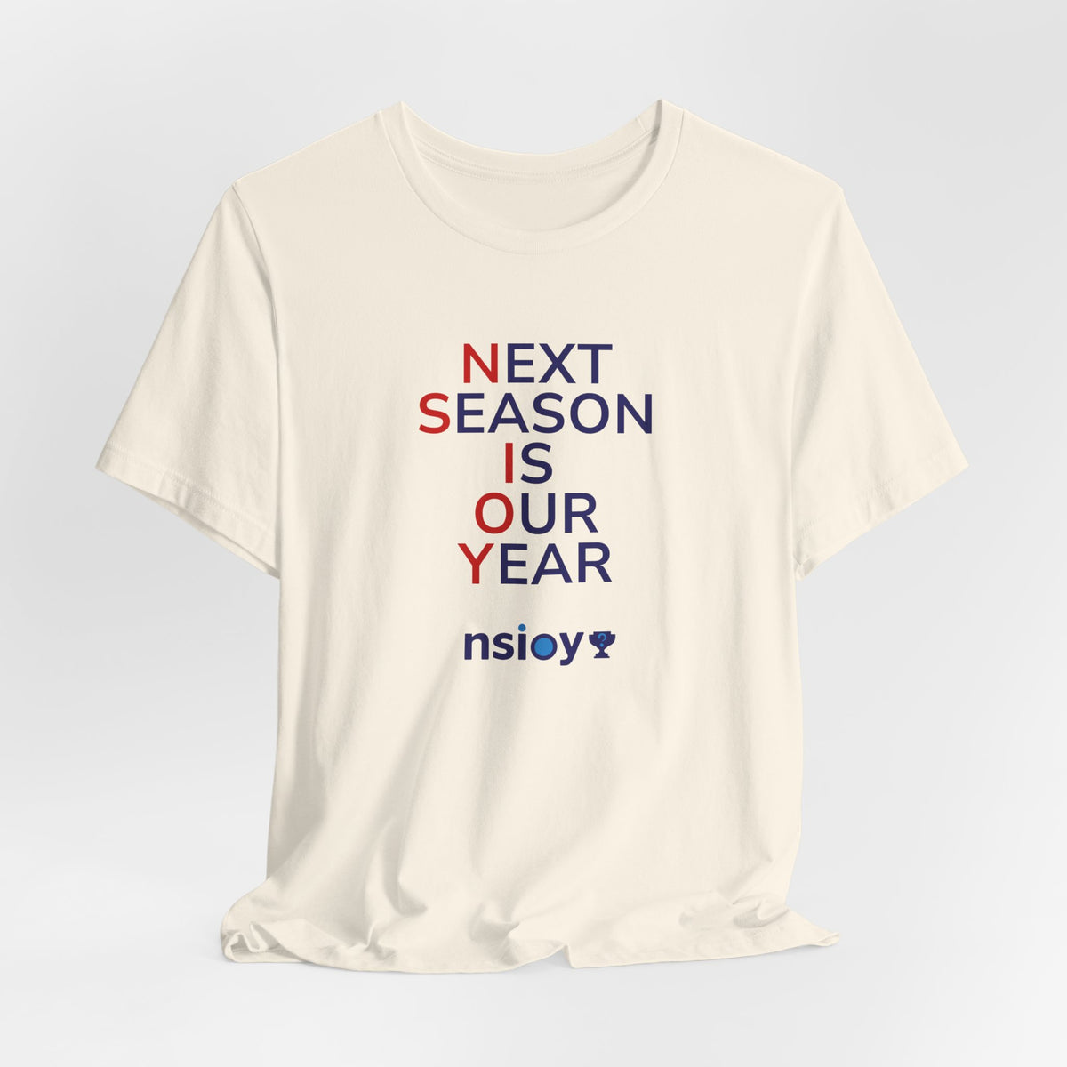 Navy/Red Next Season Is Our Year Tee — Motivational Sports Fan Shirt