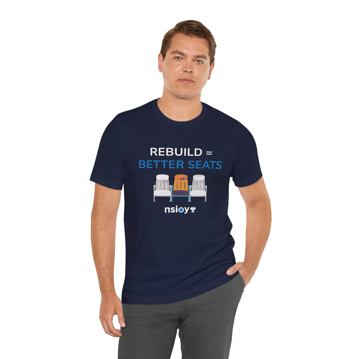 Rebuild = Better Seats T-Shirt — Stadium Seat Design Tee