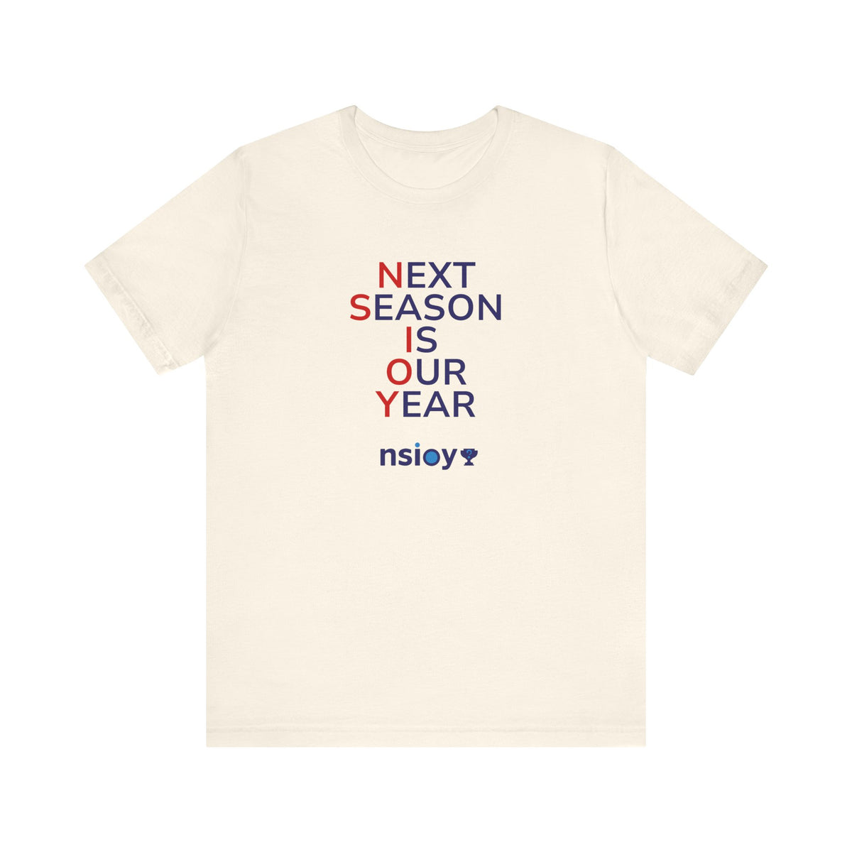 Navy/Red Next Season Is Our Year Tee — Motivational Sports Fan Shirt