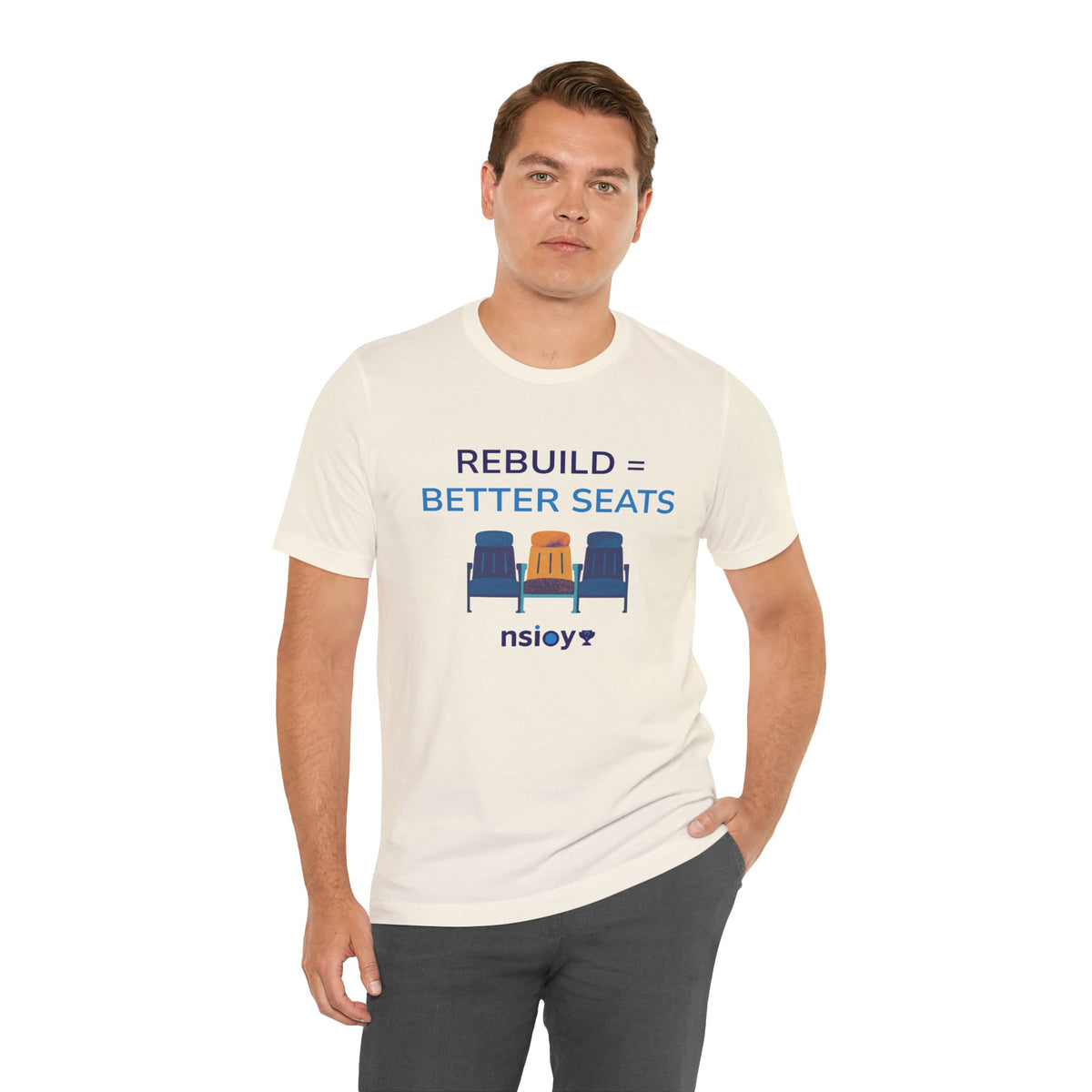 Rebuild = Better Seats T-Shirt — Stadium Seat Design Tee