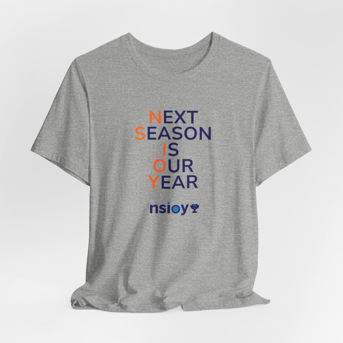 Navy/Orange Next Season Is Our Year Tee — Motivational Sports Fan Shirt