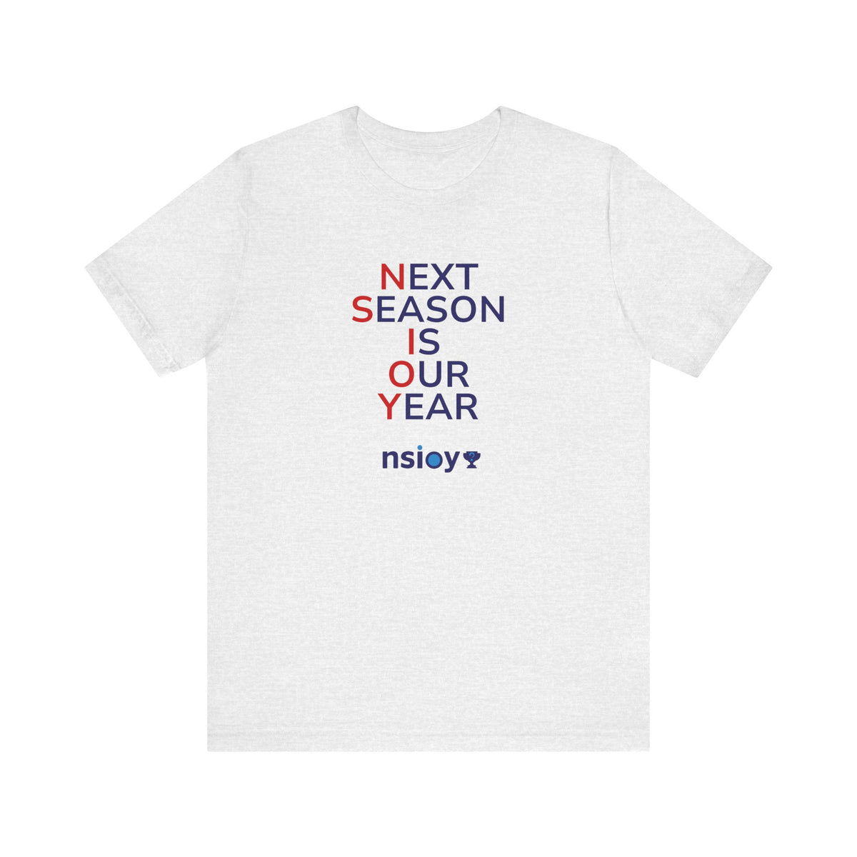Navy/Red Next Season Is Our Year Tee — Motivational Sports Fan Shirt
