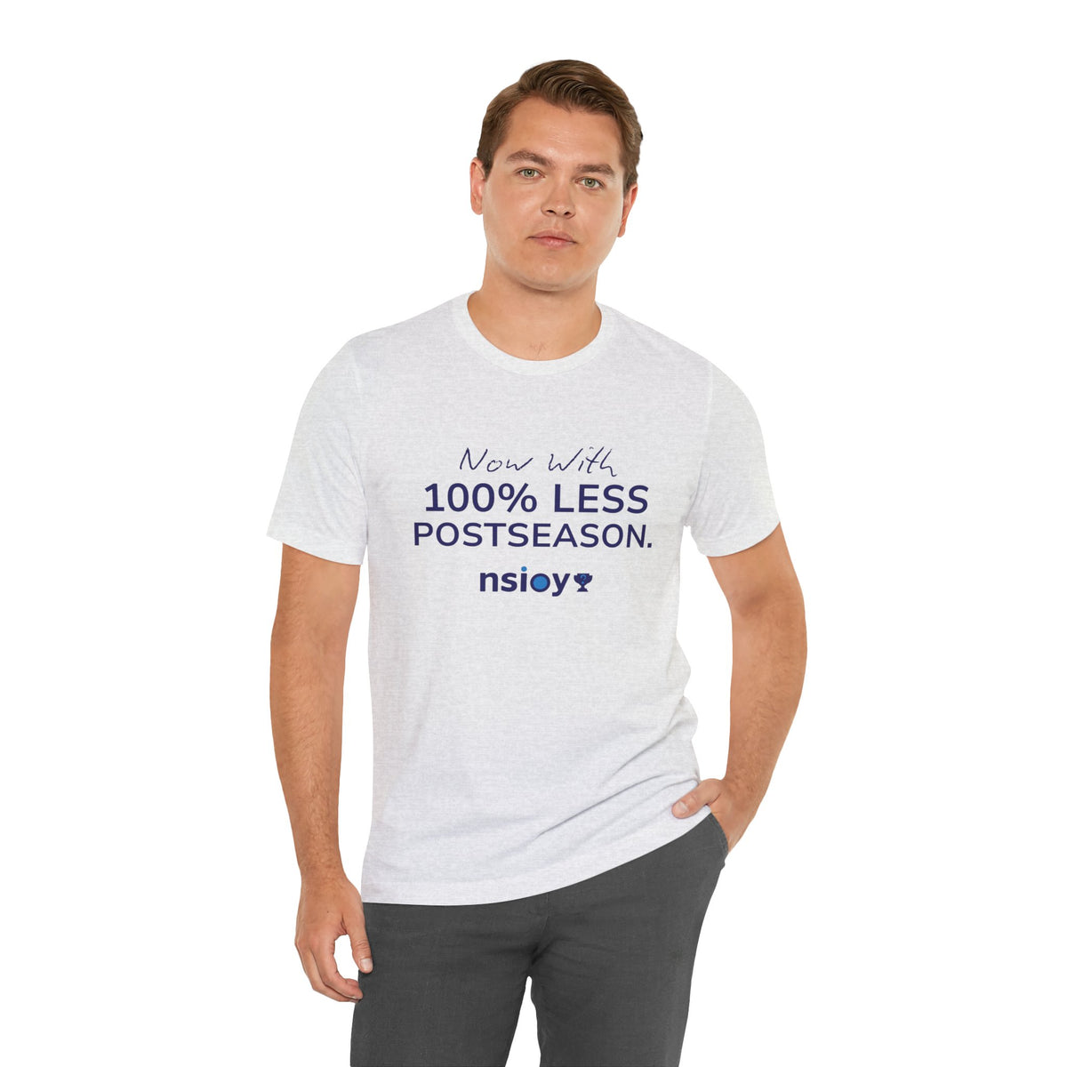 Navy/Gray 100% Less Postseason Tee — Sports Fan Graphic T-Shirt
