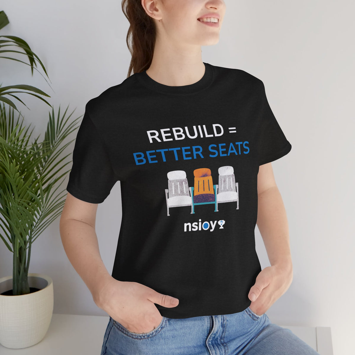 Rebuild = Better Seats T-Shirt — Stadium Seat Design Tee
