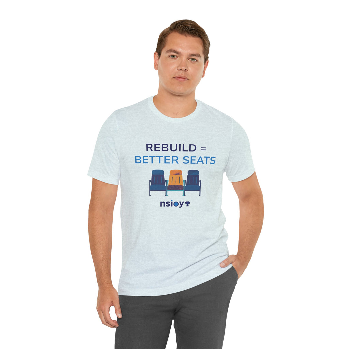 Rebuild = Better Seats T-Shirt — Stadium Seat Design Tee