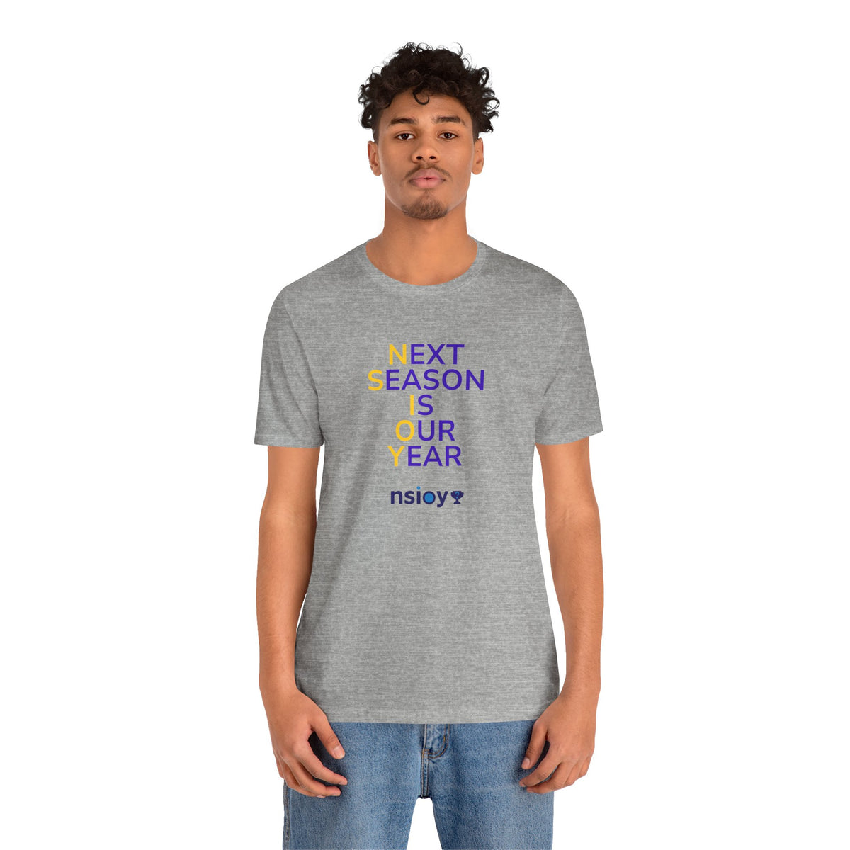 Purple/Yellow Next Season Is Our Year Tee — Motivational Sports Fan Shirt