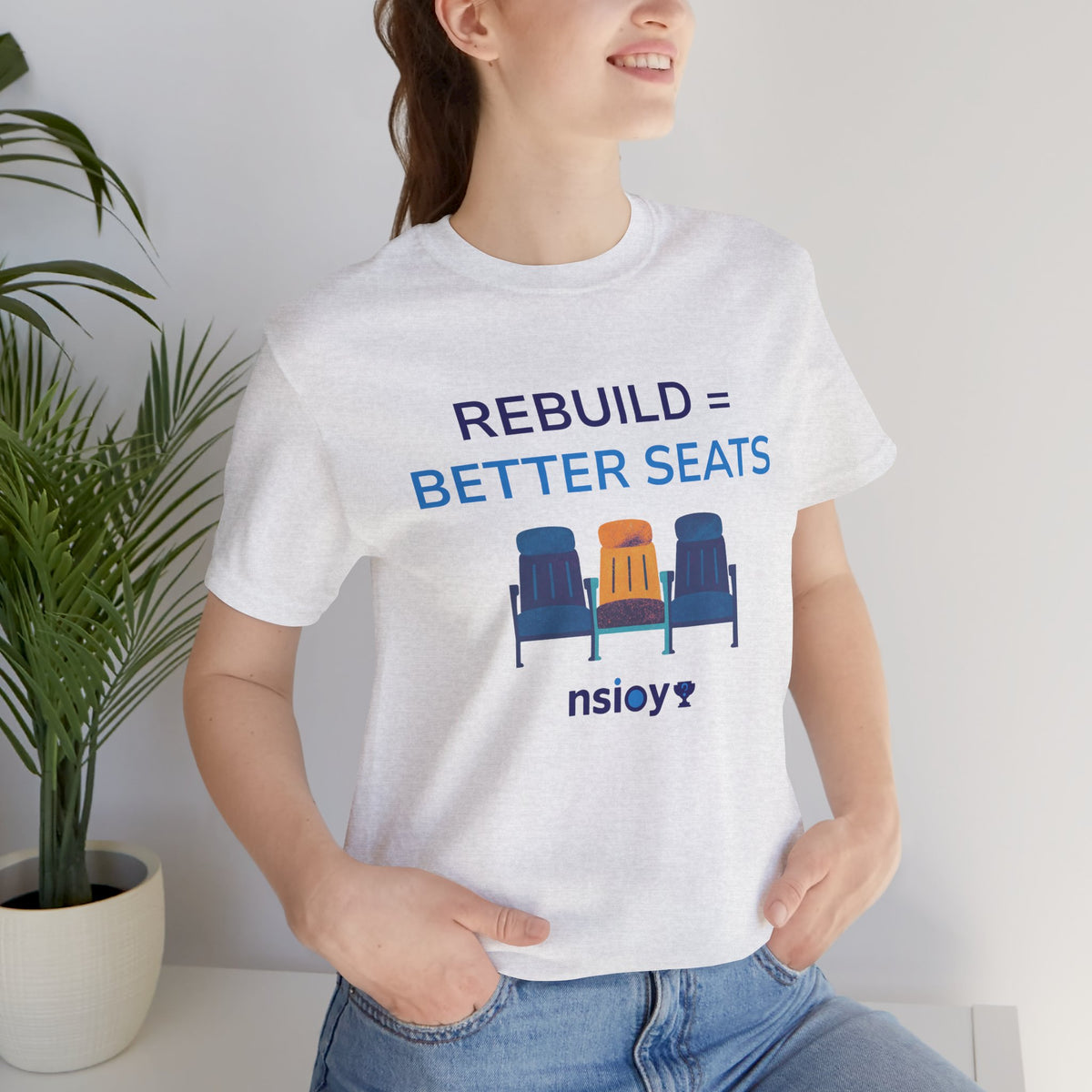 Rebuild = Better Seats T-Shirt — Stadium Seat Design Tee