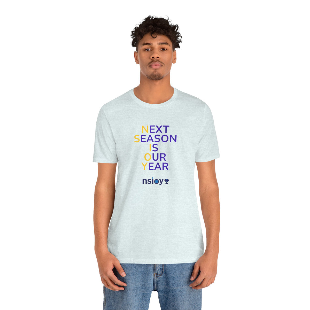Purple/Yellow Next Season Is Our Year Tee — Motivational Sports Fan Shirt