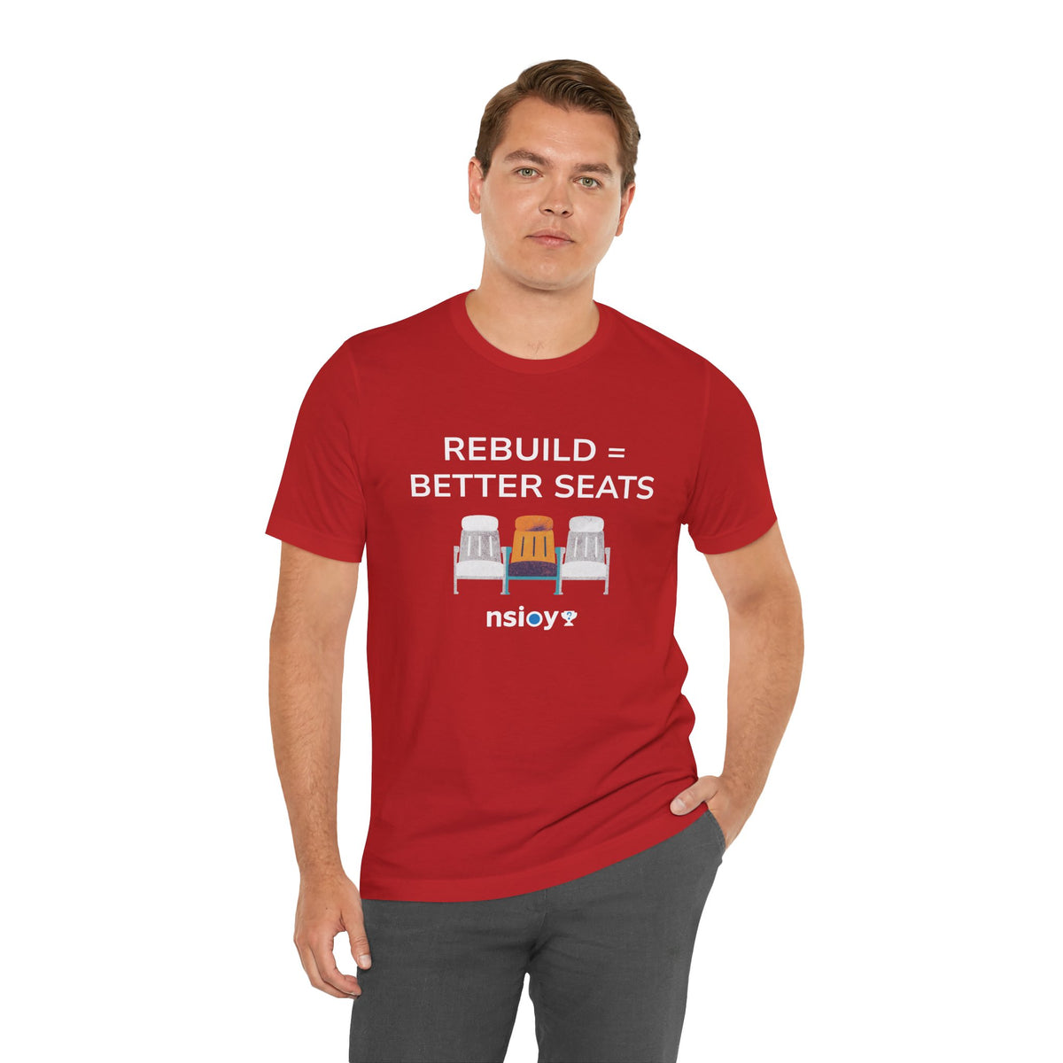 Rebuild = Better Seats T-Shirt — Stadium Seat Design Tee