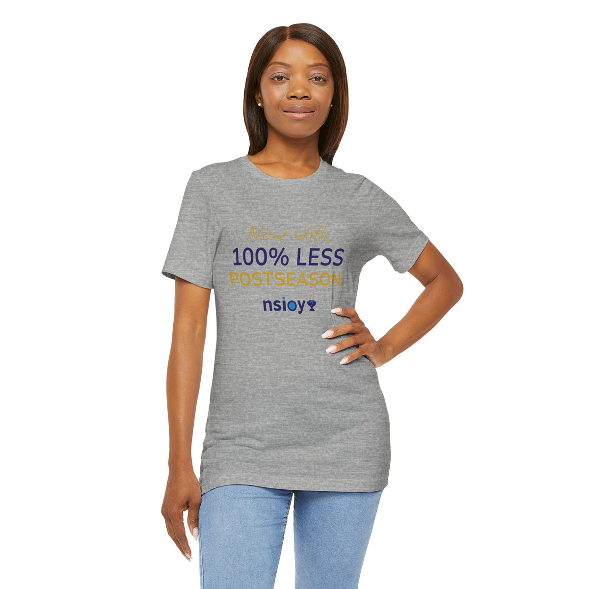 Navy/Gold 100% Less Postseason Tee — Sports Fan Graphic T-Shirt